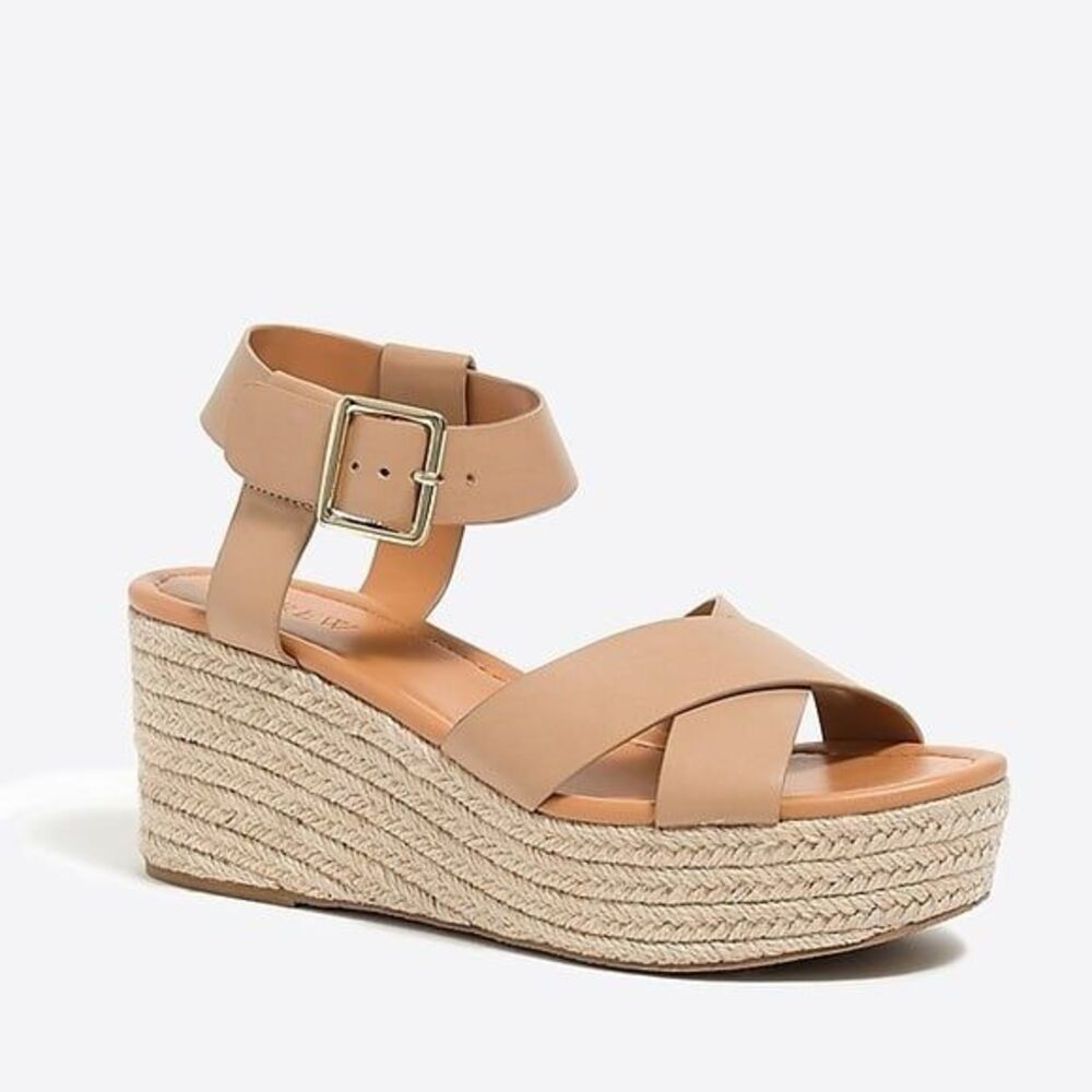 J. Crew Flatform Espadrille Sandals Beige Size 7